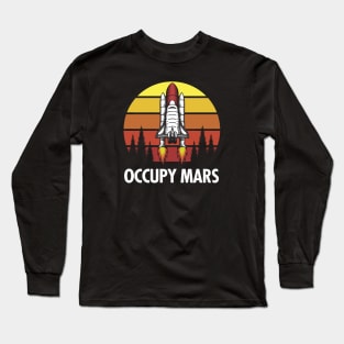 Occupy Mars - Reto Vintage Spaceship Long Sleeve T-Shirt